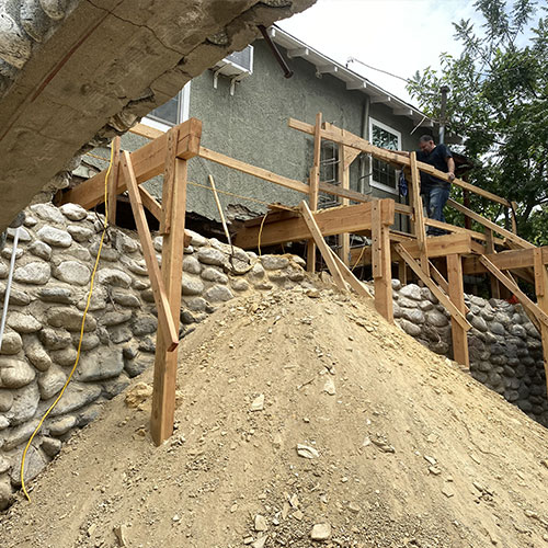 Foundation repair in Los Angeles on a home on a hill